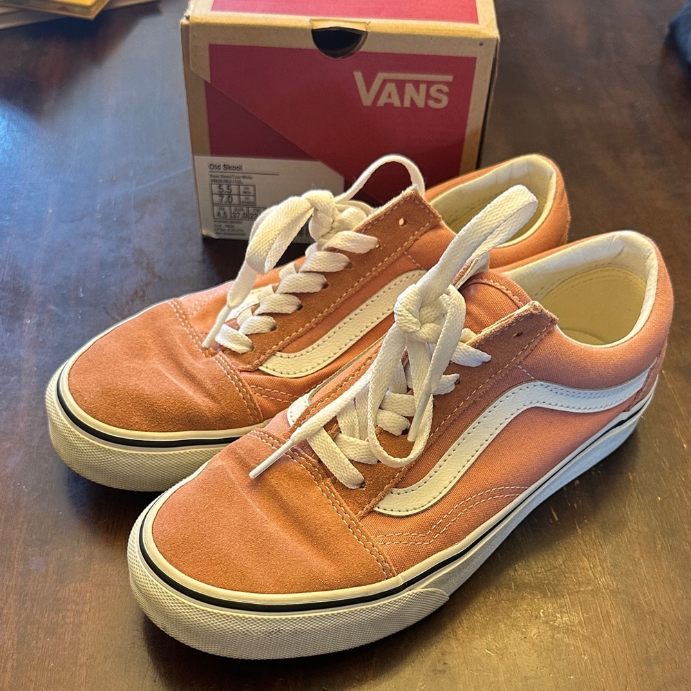 Vans Pink and White Old Skool Sneakers